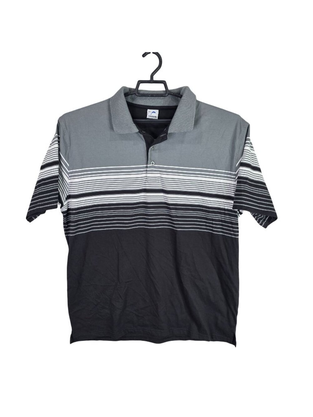 Mens Gioberti Gray & Black Striped Polo Shirt Short Sleeve Cotton Blend Size XXL